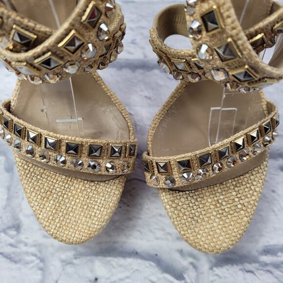 Le Silla Crystal Embellished Cross Strap Woven Heels size 39 - Picture 12 of 16